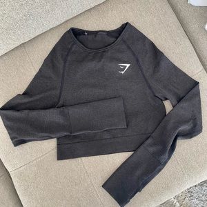 Gym Shark |  Vital Crop Top - Black Marl